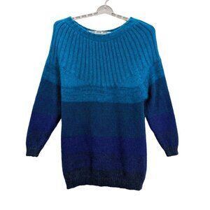 Vintage 80s Chunky Sweater Size S Mohair Blend Tunic Ombre Oversized Fuzzy knit